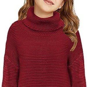 Girls Turtleneck Sweaters Kids Long Sleeve Chunky Knit Pullover Sweater